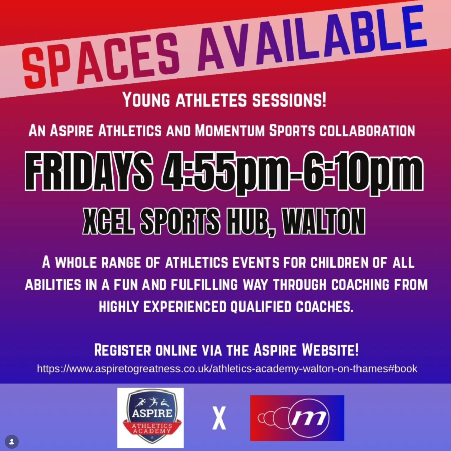 Friday Young Athletes Sessions in Walton-on-Thames — Aspire x Momentum Sports